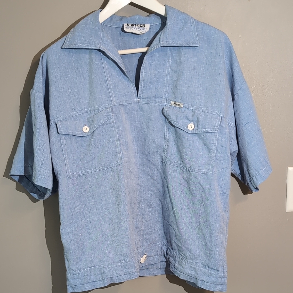 Vintage 90s USA made Light Blue Short Sleeve Shirt
